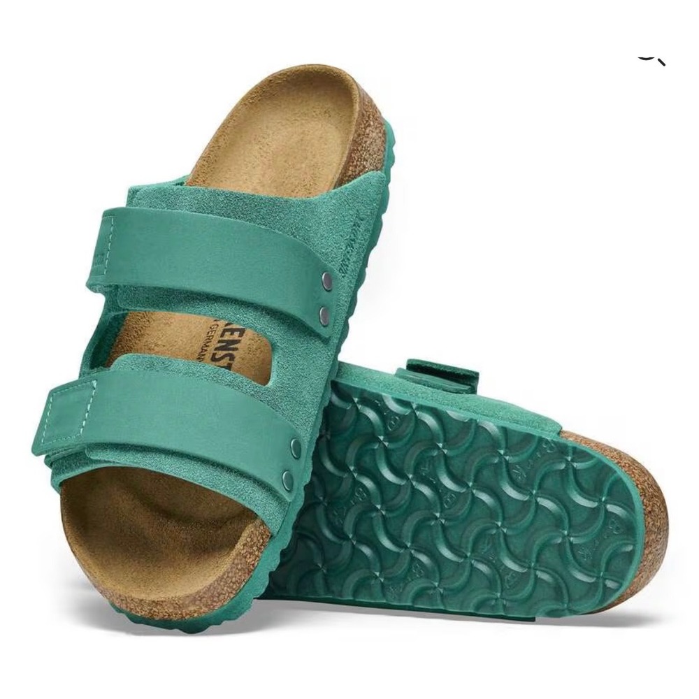 Birkenstock Uji Sandals Men 13 Digital Green NEW Suede Hook Loop Slide EU 46 - Picture 5 of 7